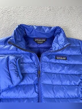 Patagonia Down Sweater Mens Large Blue Full Zip DWR Outdoors Puffer Jacket